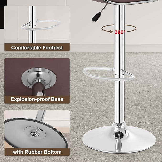 BestOffice Bar Stools Set of 2, Counter Height Adjustable Bar Stools with Back Bar Stool PU Leather Swivel Bar Stool Kitchen Counter Bar Stools Dining Chairs-NeatNest