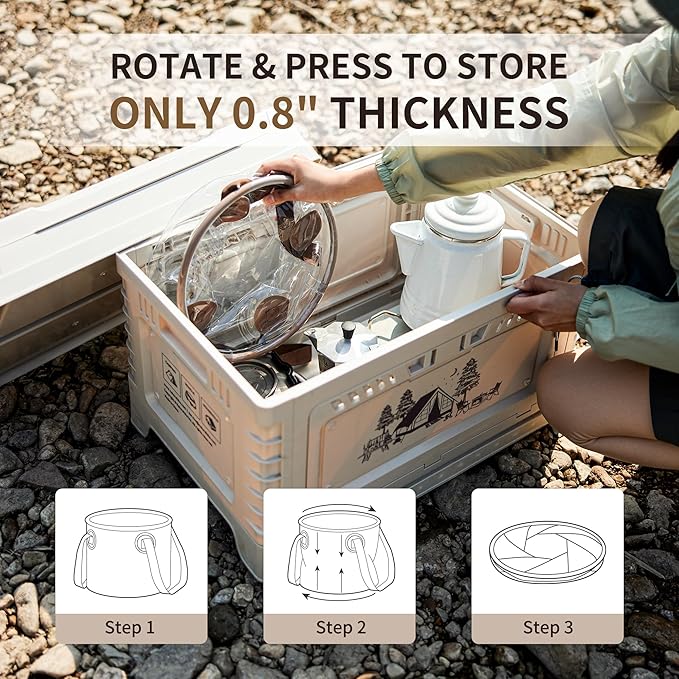 Naturehike Multifunctional Collapsible Water Basin, Folding Tub, Portable Bin, Lightweight Foldable Bucket with Handles for Camping, Dish Washing, Laundry, Fishing, Hiking