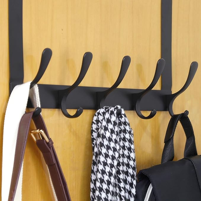 WEBI Over The Door Hook 5 Coat Hooks,Over The Door Towel Rack,Door Hanger Over Door Coat Rack for Hanging Clothes,Towels,Back of Bathroom,Antique Copper
