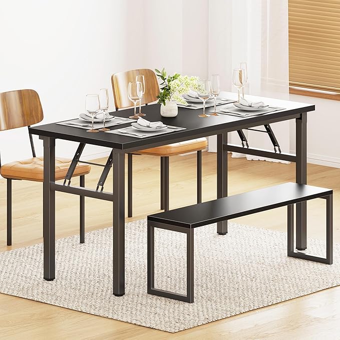 DlandHome Large Computer Desk, Folding Desk, Decent and Steady Home Office Desk/Workstation/Table 54.3inch Black Black-NeatNest