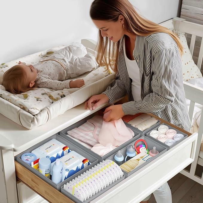 DIMJ Drawer Organizer Clothes Storage - 20 Pack Baby Dresser Organizer for Nursery, Foldable Closet Drawer Organizer Bins for Bedroom Organization, Fabric Storage Dividers for Socks, Underwears, Bras-NeatNest