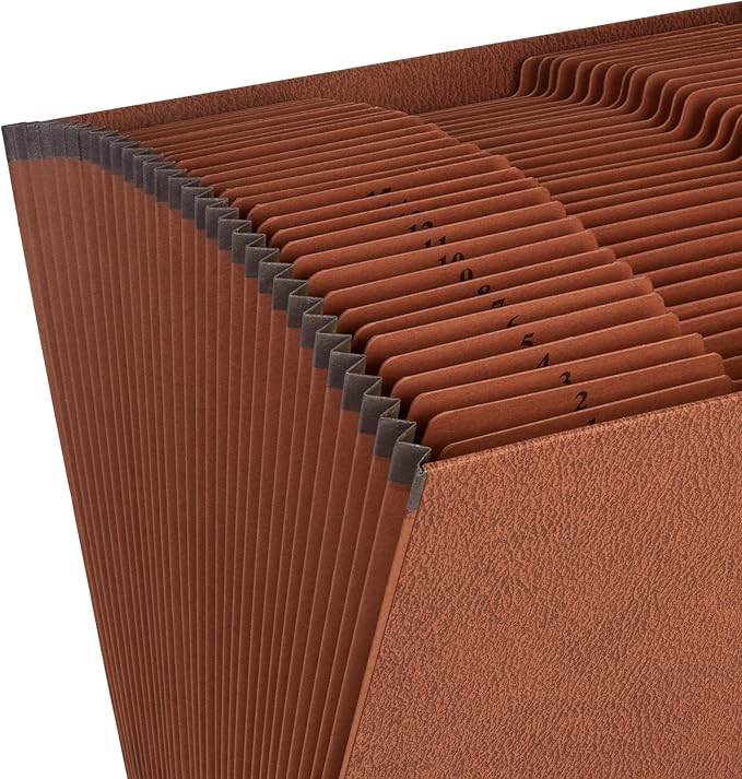 Blue Summit Heavy Duty Accordion File Organizer, Expanding File, Open Top, Letter Size, 31 Day File Organizer with 31 Pockets-NeatNest