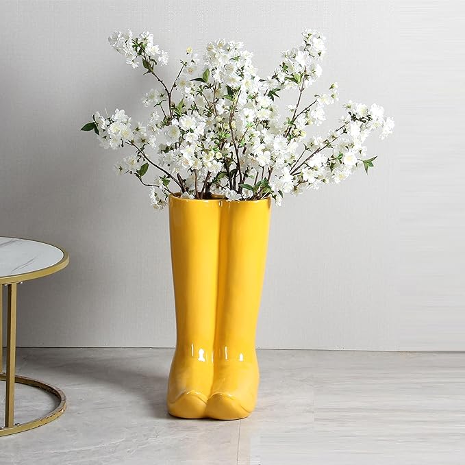 Ceramic Boot Umbrella Stand Boots Vase Freestanding Umbrella Bucket Ceramic Umbrella Rack Home Decor Piece for Home Decor, Office, Apartment, Hotel, Bars,14''H-NeatNest
