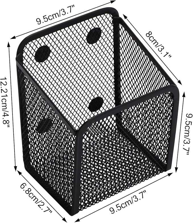 Black Small Magnetic Basket Set of 2, Refrigerator Basket, Magnetic Baskets Heavy Duty, Magnetic Storage for Locker Organizer Holder for Whiteboard Office, 3.7"x2.7"x4.8"-NeatNest