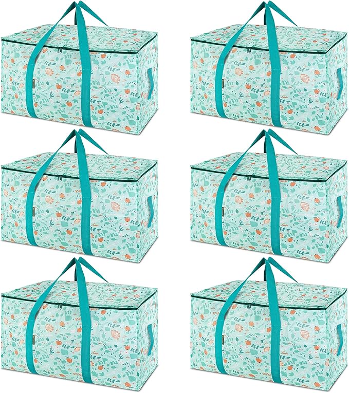 BALEINE 6-Pack Oversized Moving Bags with Reinforced Handles, Heavy-Duty Storage Tote for Clothes, Moving Supplies (Spring Stroll, 6-Pack)-NeatNest