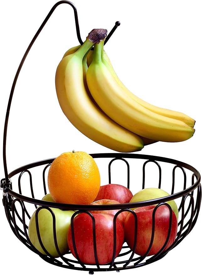 Deco Brothers Fruit Bowl with Banana Holder, Bronze-NeatNest
