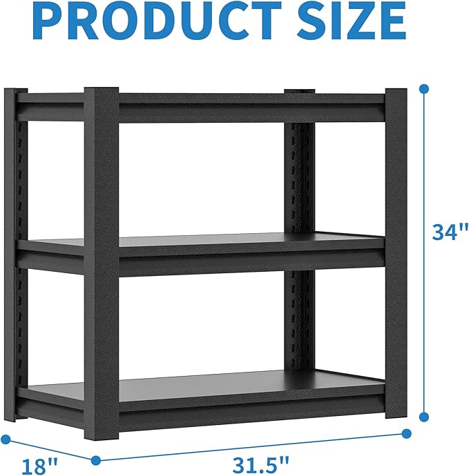 3 Tier Metal Shelving Unit, Aquarium Shelf System, Small Storage Organizer Racks for Basement Garage Laundry Utility Shelving (Black)-NeatNest
