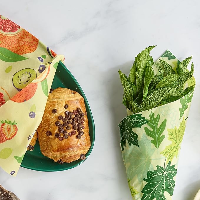 Bee's Wrap Beeswax Wraps for Food - Fresh Fruit 3 Pack (S, M, L) Made in USA Reusable & Organic Food Wraps, Sandwich Wrap & Bowl Covers - Eco-Friendly Alternative to Aluminum Foil & Plastic Wrap-NeatNest