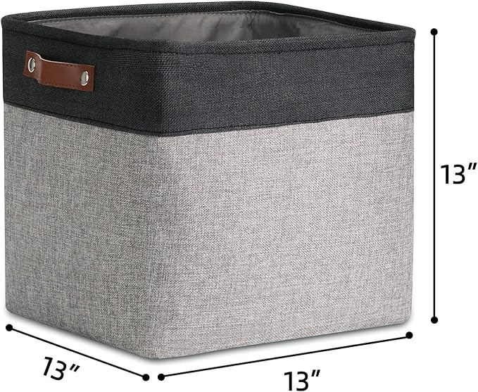 DULLEMELO Cube Basket for Storage, Collapsible Fabric Cube for Organizing, Storage Cube for Closet, Laundry, Nursery, Shelves, Decorative Basket for Gifts Empty (Black&Gray)-NeatNest