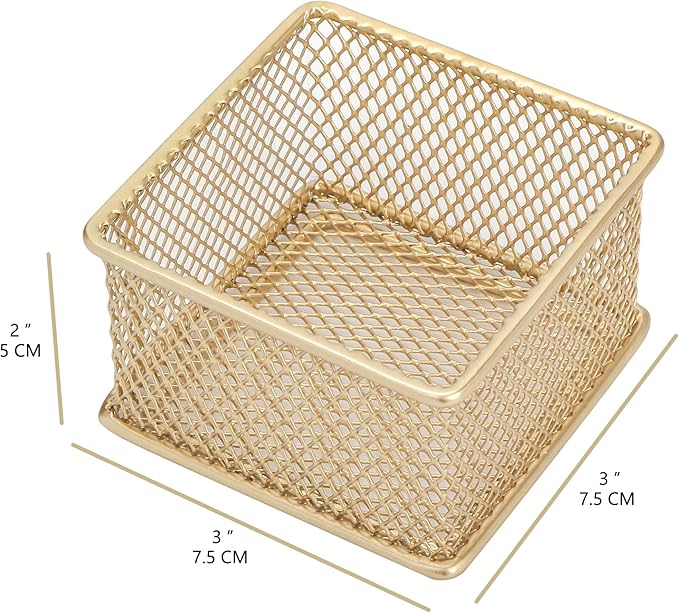 Annova Stackable Mesh Drawer Cabinet and Shelf Organizer Bins Storage Basket School Office Supply Holder Tray- Set of 2 (Gold, 3x3x2 Inch)-NeatNest