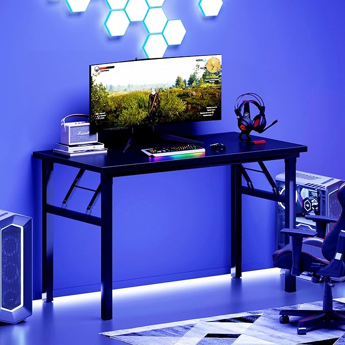 DlandHome 47 inches Folding Table Computer Desk Portable Activity Conference Table Home Office Desk, Fully Assembled Black DND-ND5-120BB-NeatNest