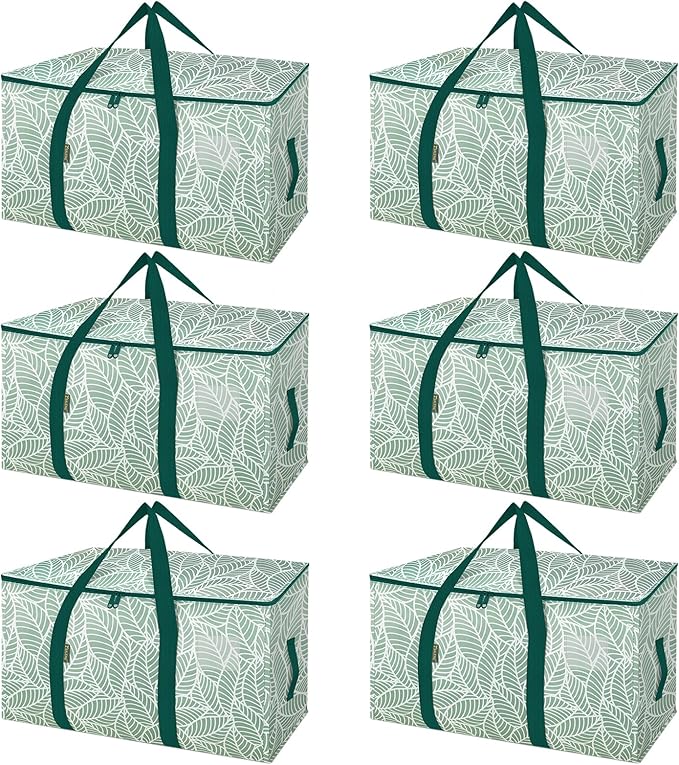BALEINE 6-Pack Oversized Moving Bags with Reinforced Handles, Heavy-Duty Storage Tote for Clothes, Moving Supplies (Antique Folidage, 6-Pack)-NeatNest