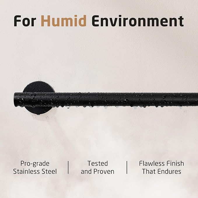 KES 27.6 Inches Matte Black Bathroom Towel Bar Shower Hand Towel Holder Hanger SUS304 Stainless Steel RUSTPROOF Wall Mount, Total Length 29.9 Inch, A2000S75-BK