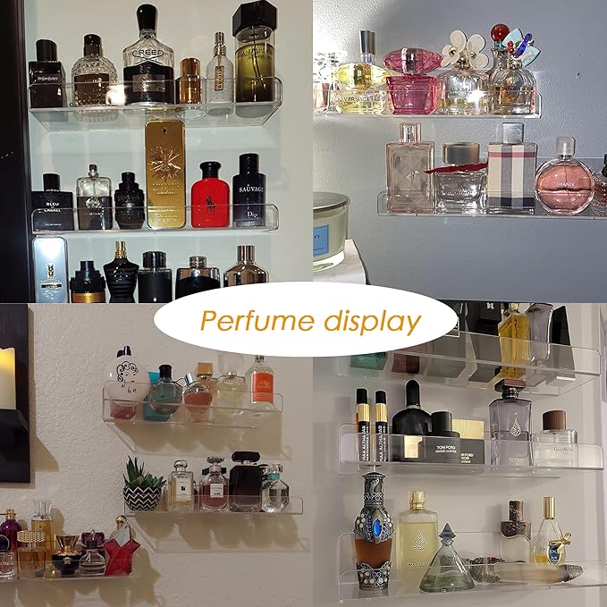 Acrylic Wall Shelf -3 Size&2Color (Clear- 6P, 3.9X15 inches)