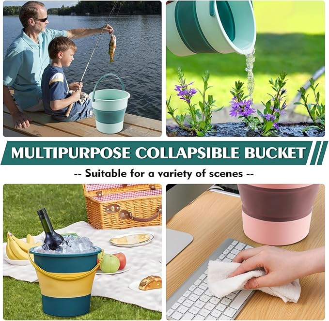 Collapsible Bucket 3PCS 1.3 Gallon/5L Small Plastic Household Cleaning Mop Buckets Foldable Water Bucket for Car Wash Fishing Camping Beach (3PCS)-NeatNest