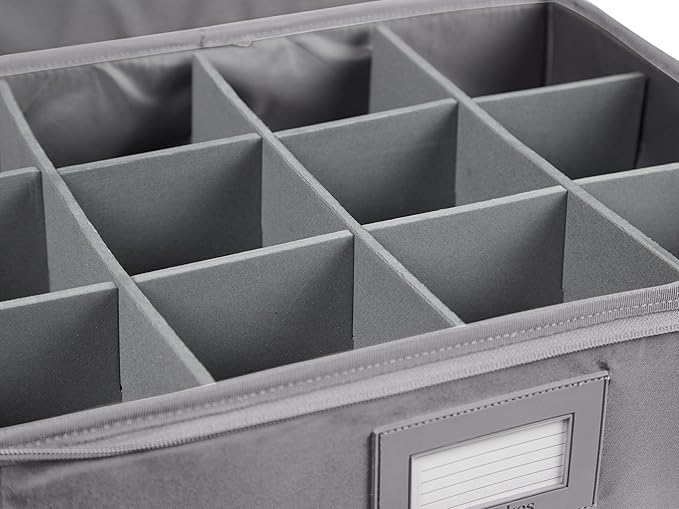 Covermates Keepsakes China Cups and Coffee Mugs Storage Box Stackable, Reinforced Handles, China Storage, Graphite-NeatNest