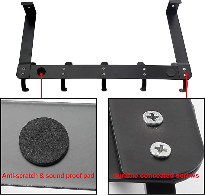 SKOLOO Over The Door Hook, Door Hanger Hooks for Hanging Clothes, Towels, Coats, Hats, Over The Door Towel Hook - Pack of 2, Black, Assembly Required