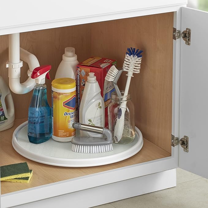 Copco Basics Non-Skid Lazy Susan for Under Sink and Cabinet Storage, 18 Inch, Crystalline
