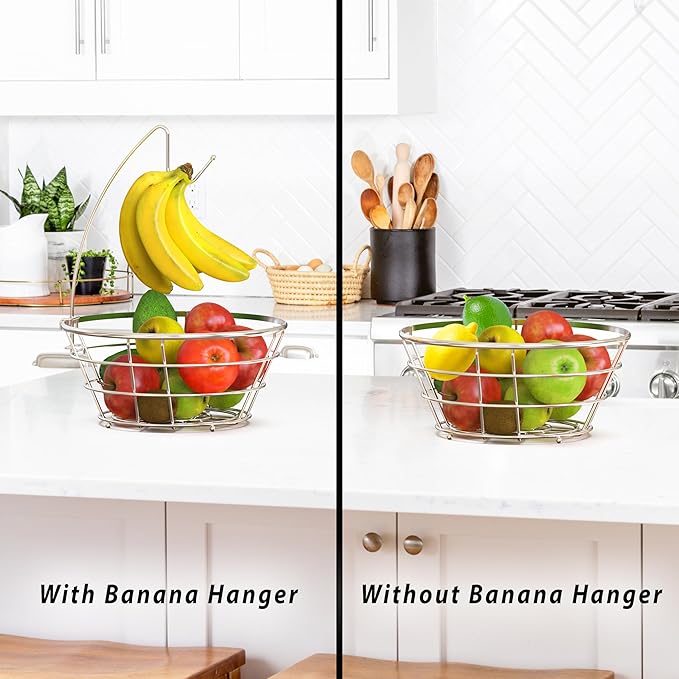 Deco Brothers Fruit Bowl with Banana Holder, Chrome-NeatNest