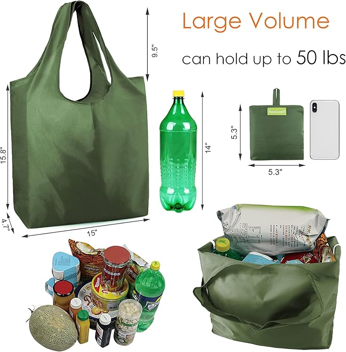 BeeGreen Colorful Kitchen Reusable Grocery Bags - Heavy Duty Foldable Polyester Shopping Bag With Handles, Bulk Travel Tote Bag with Pockets for Women Cloth Reusable Gift Bags-NeatNest