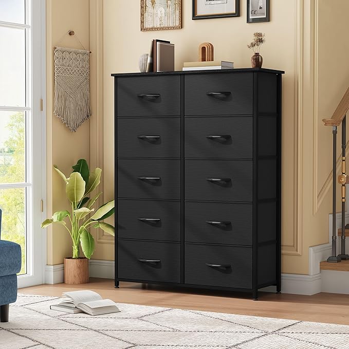 DWVO 10 Drawers Dresser, Fabric Dresser, Fabric Storage Tower, Organizer Unit for Bedroom, Living Room, Hallway, Closets-NeatNest
