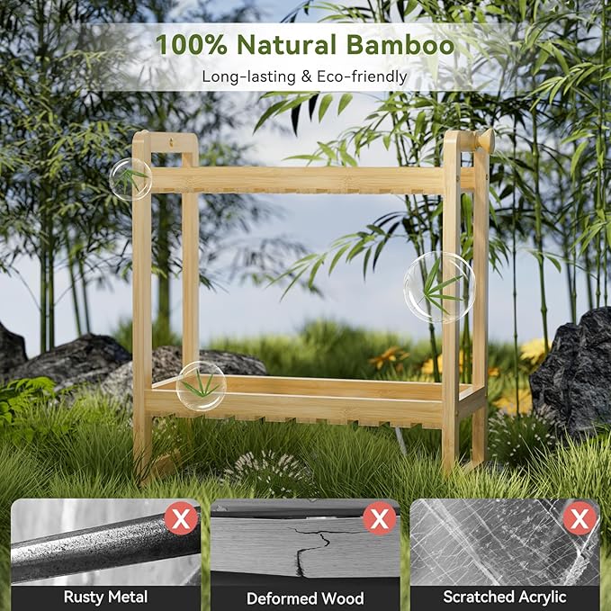 AmazerBath Bamboo Over The Toilet Storage Shelf - 2-Tier Bathroom Organizers and Storage Shelves, 2 in 1 Dual Stable Above Over Toilet Bamboo Shelf Home Storages Rack for Small Bathroom, Space Saver-NeatNest