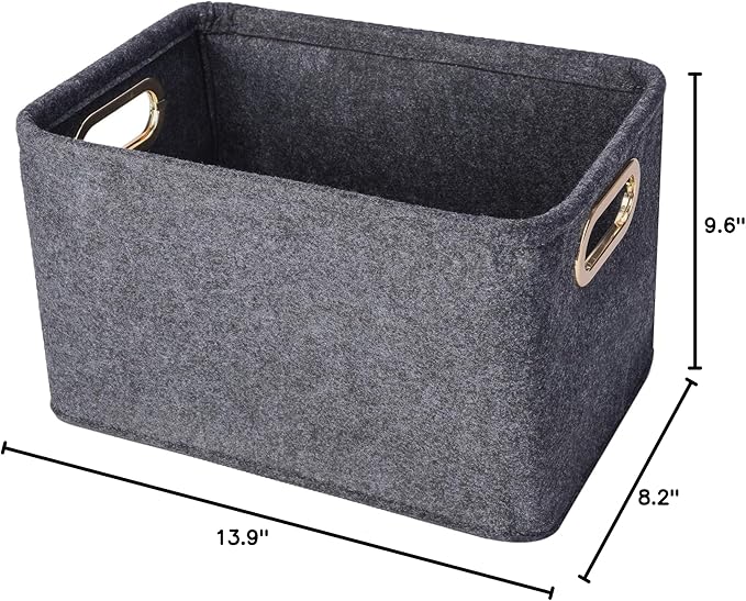 Collapsible Storage Bins Foldable Felt Fabric Storage Basket Organizer Boxes Containers with Handles Metal Handles for Nursery Toys,Kids Room,Clothes,Towels,Magazine-NeatNest