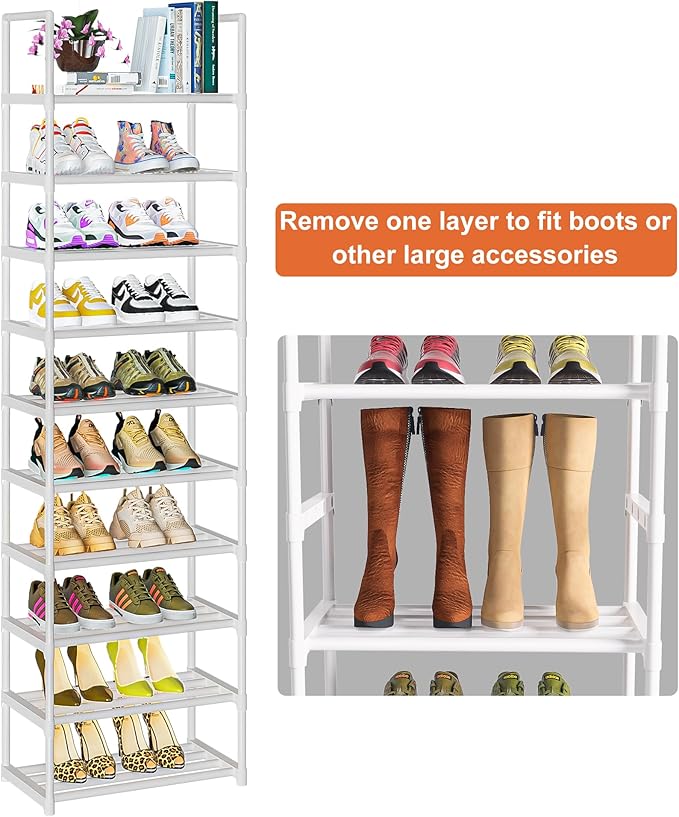 Shoe Rack Tall, Sturdy Metal Shoe Rack Organizer,Narrow Shoe Racks for Closets,Shoe Stand Shelf-NeatNest