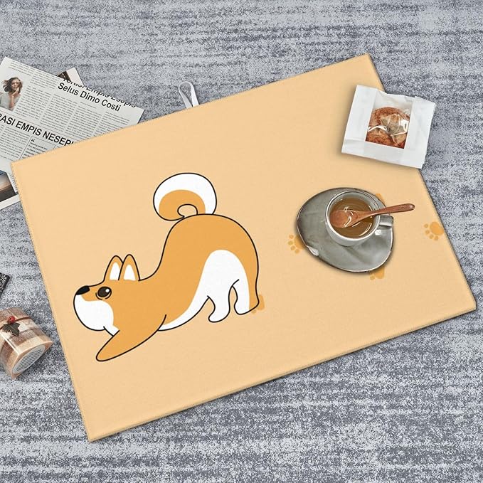 Cute Yellow Dog Paw Print Dish Drying Mat 18x24 For Kitchen Counter Absorbent Microfiber Dishes Pad Dish Drainer Rack Mats Fast Dry Kitchen Accessories-NeatNest