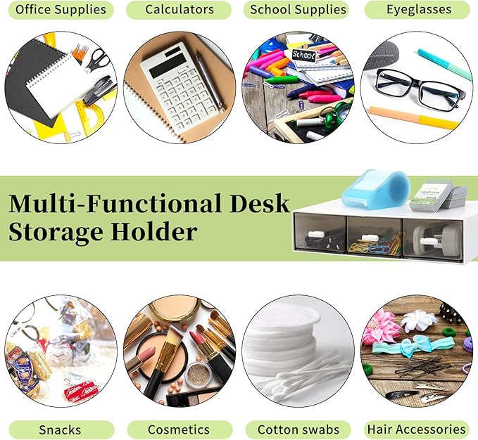 Desk Organizer Drawers-Stackable Desk Drawer Organizer, Plastic Storage Drawers Desktop Storage Great for Office Organization School Home - 3 Drawers (White)-NeatNest