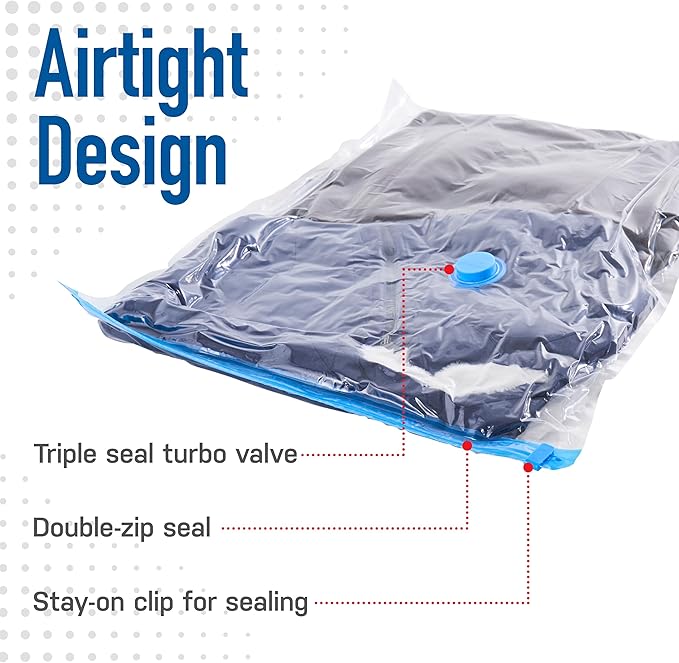Spacesaver 4 Pack Medium Vacuum Storage Bags for Clothes - 28 x 20-Inch Vacuum Sealer Compression Bags with Hand Pump - Space Saver Storage Bag for Travel Essentials, Garments and Organization-NeatNest