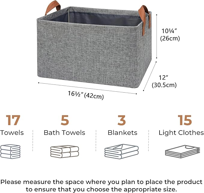 GRANNY SAYS Storage Baskets for Shelves, Closet Organizer Bins, Clothes Storage Bins with Metal Frame, Extra Large Baskets for Organizing and Storage, Collapsible, Gray, 2-Pack-NeatNest