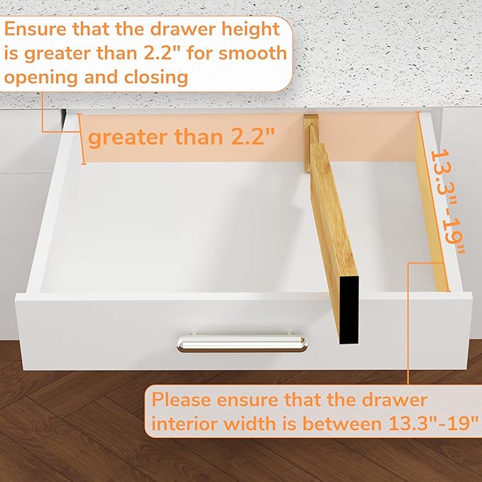 BAMEOS Drawer Divider,Expandable Bamboo Separators Adjustable Utensil Knife Fork Tool Kitchen Organizer, Clothes Fabric Drawer Organizer In Bathroom Bedroom Office, Cabinet Dresser Organizer 4-pack-NeatNest