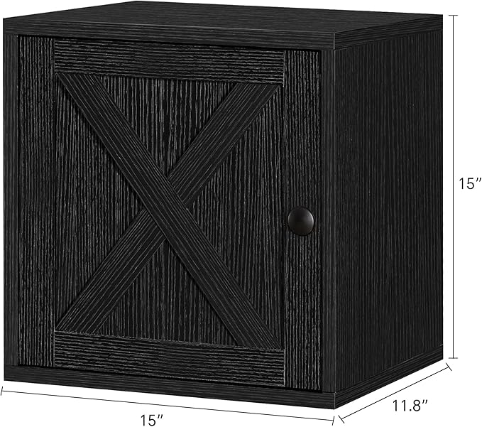FUSUNBAO Magic DIY Cube Storage Organizer Stackable Cubes for Home Books Clothes Toy-Modular Cubby Storage System-Office Cubical-Bookcase Closet (Black, Door Cube)-NeatNest