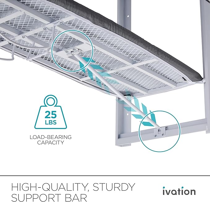 Ivation Wall-Mounted Ironing Board | Foldable 36.2” x 12.2” Sturdy Ironing Station for Home & Apartments, Easy-Release Lever, Removable Cotton Cover, Includes Mounting Hardware with Iron Holder