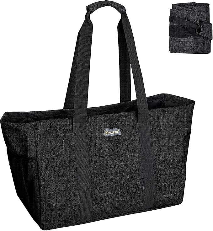 BALEINE Soft 9 Gallon Extra Large Utility Tote, Foldable Reusable Storage Bag (Charcoal Black)-NeatNest
