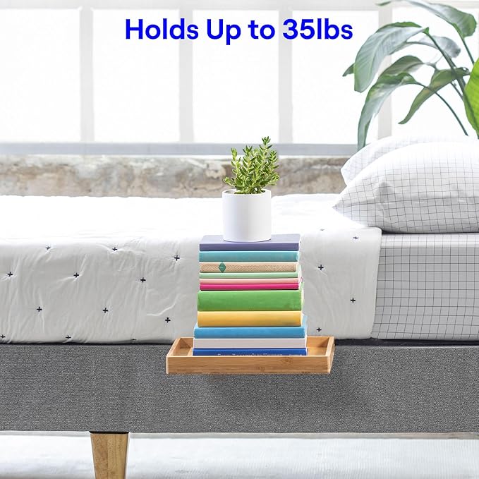 BedShelfie Bedside Shelf for Bunk Bed & Top Bunk, College Dorm Room & Loft Nightstand, Floating Bed Side Table Tray Storage - Natural Wood Slide-NeatNest