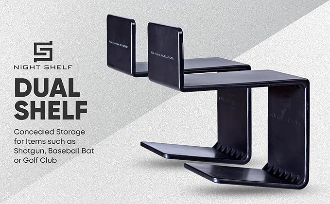 Dual Shelf - Concealed Under Bed Hidden Shelf for Baseball Bat, Shotgun, Rifle, Baton, Gun Or Golf Club - Ideal Concealed Gun Storage for Quick Access Self Defense Items - Sold in Pairs-NeatNest