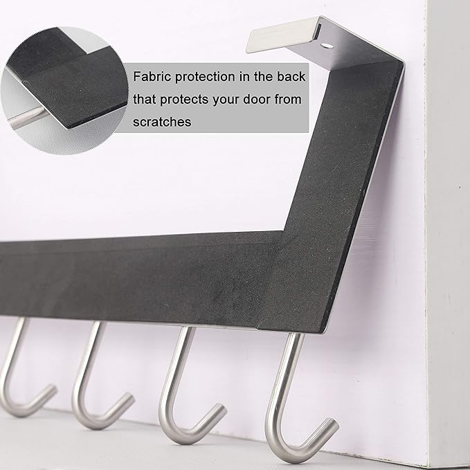WEBI Over The Door Hooks for Hanging,Over Door Towel Rack,Door Coat Hanger Coat Rack for Clothes,Back of Bathroom,Brushed Nickel