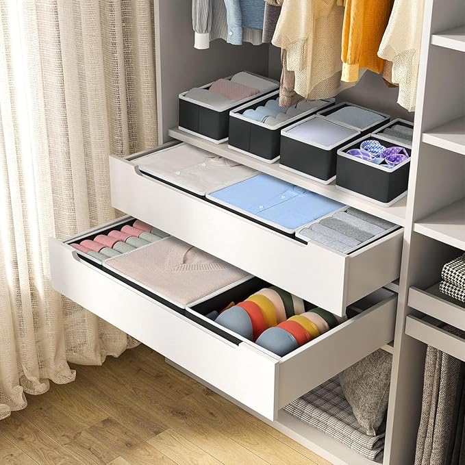 DIMJ Drawer Organizer Clothes - 12 Pack Baby Dresser Organizer for Nursery, Fabric Baby Clothes Organizer Nursery Organization for Sock Underwear Bra Tshirt, Foldable Closet Drawer Organizer Bedroom-NeatNest