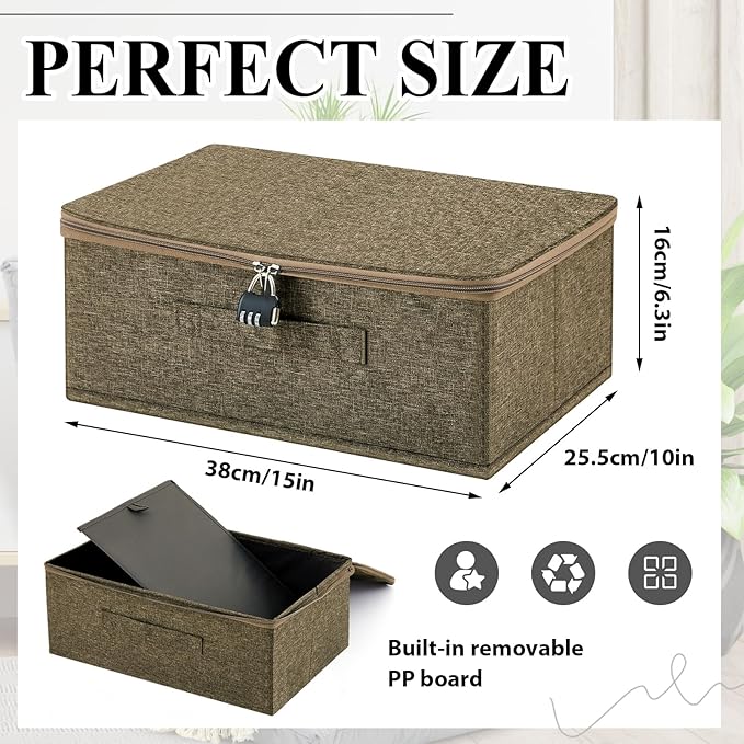 Discreet Lockable Adult Toy Bag Storage Organizer Toy Bag Storage Bins Case with Zipper Lid 15 x 10 x 6.3 Inches for Women and Men Clothes Container(Coffee)-NeatNest