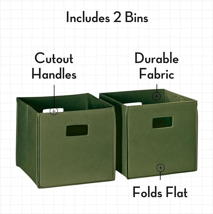 RiverRidge Folding Storage Bins with Handles Olive Cube Storage Organizer for Closet, Bedroom & Playroom - Closet Organizers and Storage Set of 2-NeatNest