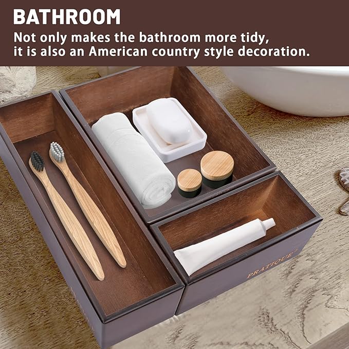 Bamboo Drawer Organizer - Kitchen Utensil Organizer Silverware Tray Cutlery Holder,Office Desk Supplies and Accessories,5.9 * 3 * 2.6,Nut-brown-NeatNest