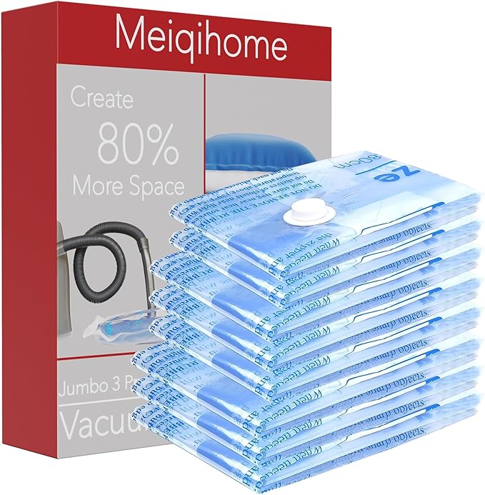 Vacuum Storage Bags 8 Medium, Space Saver Sealer Bags, Plastic Packaging Bags,Airtight Compression Bags for Clothes, Pillows, Comforters, Blankets, Bedding-NeatNest