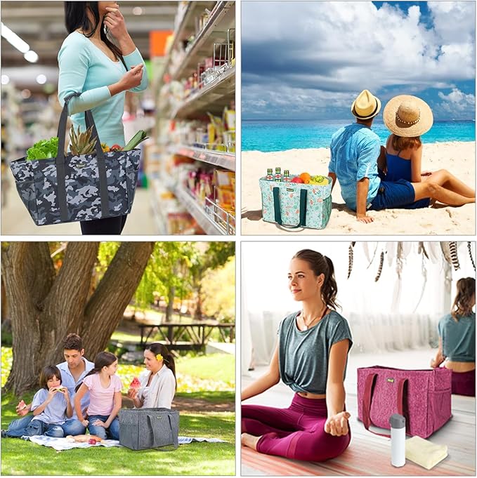 BALEINE Soft 9 Gallon Extra Large Utility Tote, Foldable Reusable Storage Bag (Spring Stroll)-NeatNest