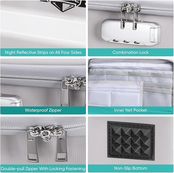 BALEINE Fireproof Document Box with Lock, Portable Fireproof Document Bag Waterproof Fire Proof File Boxes for Documents, File Organizer Box for Important Paperwork (Silver, 12.5''x10.5''x6'')