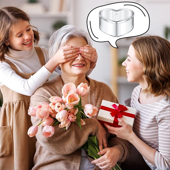 Blulu 8 Pieces Clear Acrylic Plastic Jewelry Box Mini Storage Box Mini Cube Containers with Lids for Candy Pill and Tiny Jewelry(Heart,3.27 x 2.76 x 1.57 Inch)-NeatNest