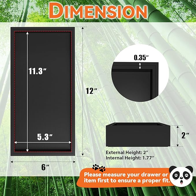 Bamboo Drawer Organizer, Cutlery Silverware Organizer for Kitchen Drawer, Stackable Utensil Organizer, 2 Pcs Flatware Organizer, Wooden Storage Box Tray (Black, 12 X 6 X 2 Inch)-NeatNest
