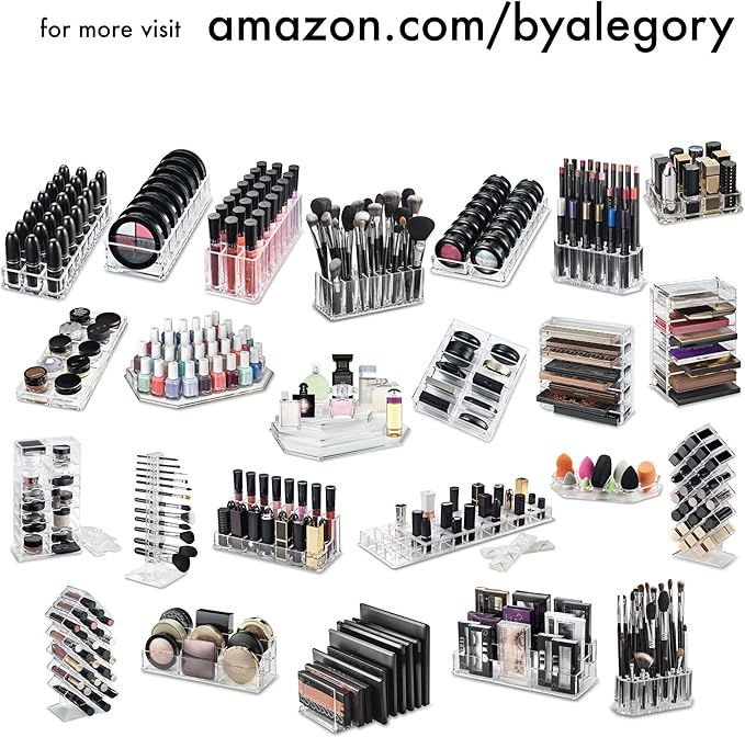 BY ALEGORY byAlegory (Set Of 2) Acrylic Lipstick Makeup Organizers 24 Space Beauty Storage Refillable Cosmetic Container - Clear-NeatNest