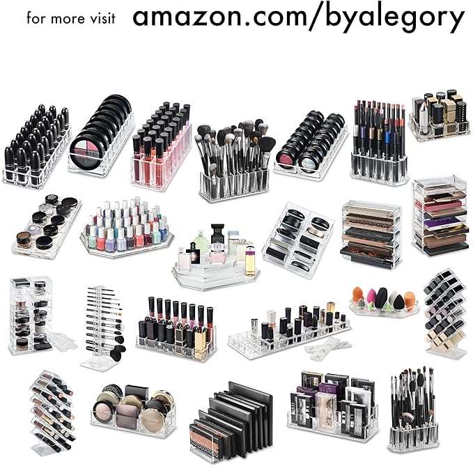 byAlegory Tiered Acrylic Eyeshadow Palette Makeup Organizer (Small Palettes, Compacts, Lipsticks, Lip Gloss, Eye Shadows, Cosmetics) | 3 Tier Cosmetic Storage (CLEAR)-NeatNest